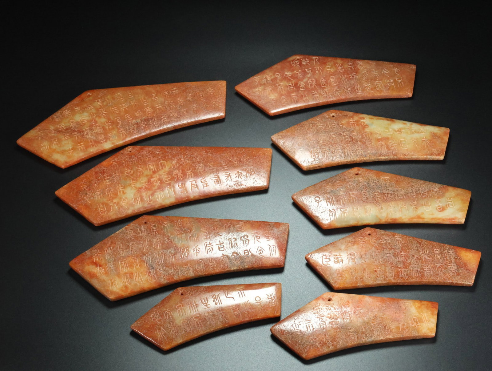 A Set of Exquisite Hotan Jade Musical Instruments: A Set of Exquisite Hotan Jade Musical Instruments,Han Dynasty, China,Size:9.1inx3.5inx0.4in,Weight:2269g 一套和田玉乐器,中国汉代