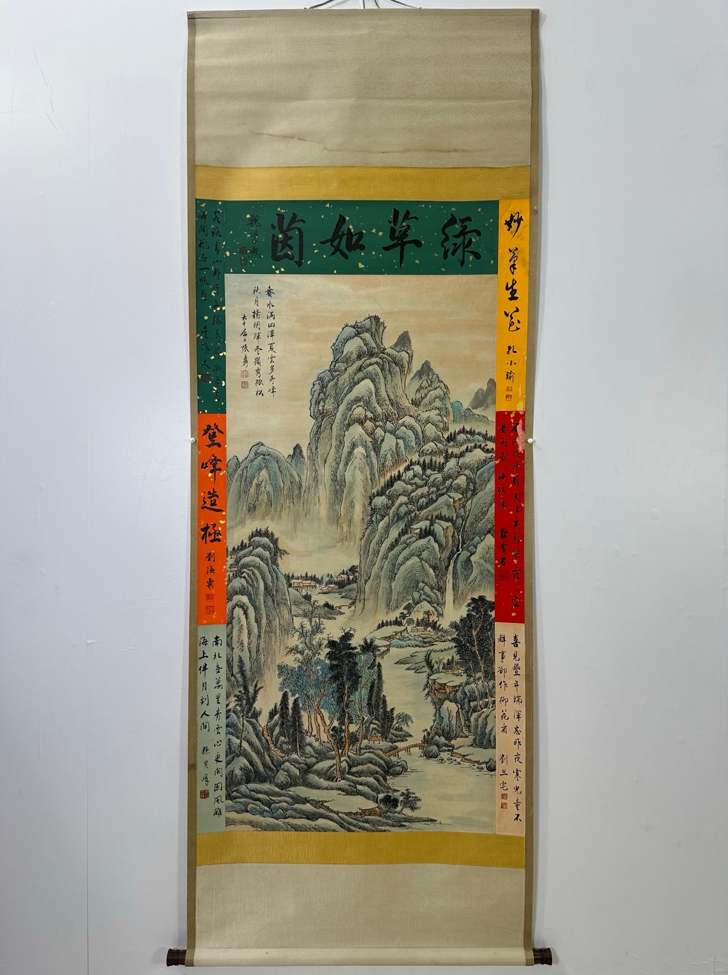 A Chinese Vertical Scroll Ink Painting of Landscape on Paper: A Chinese Vertical Scroll Ink Painting of Landscape on Paper,Modern Time of China,Zhang Daqian,without frame size:60.2inx31.5in
