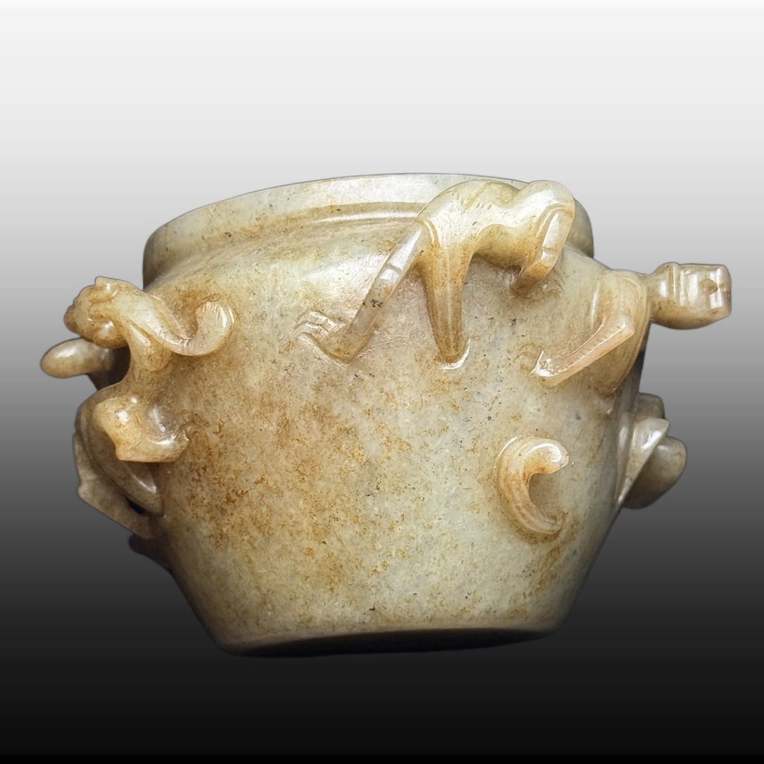 A Exquisite Hotan Jade Dragon Pattern Water Pot - 4
