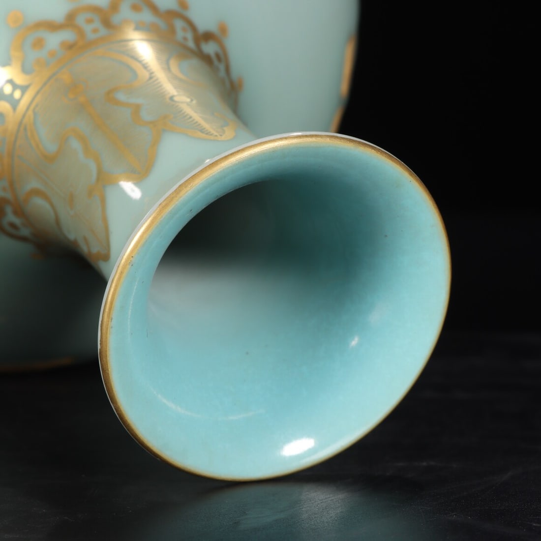 A Exquisite Celadon Glzed Painted Gold Trigram Pattern Vase - 7