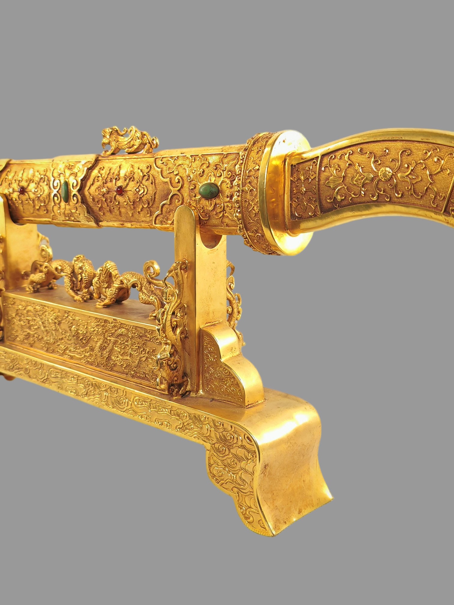 A Exquisite Gilt Bronze Knife - 3