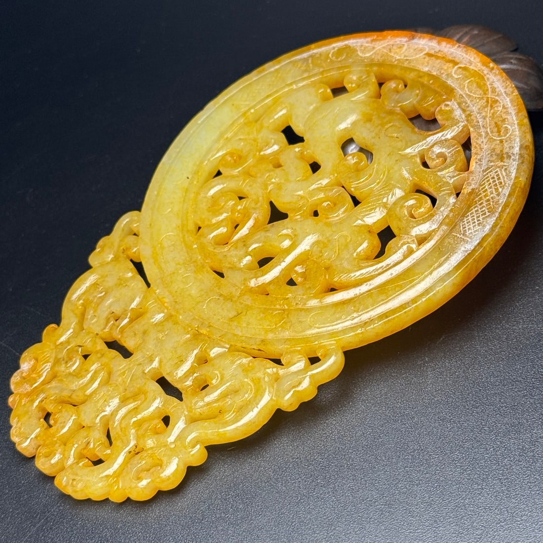 A Exquisite Hotan Jade Dragon Pattern Plaque - 4
