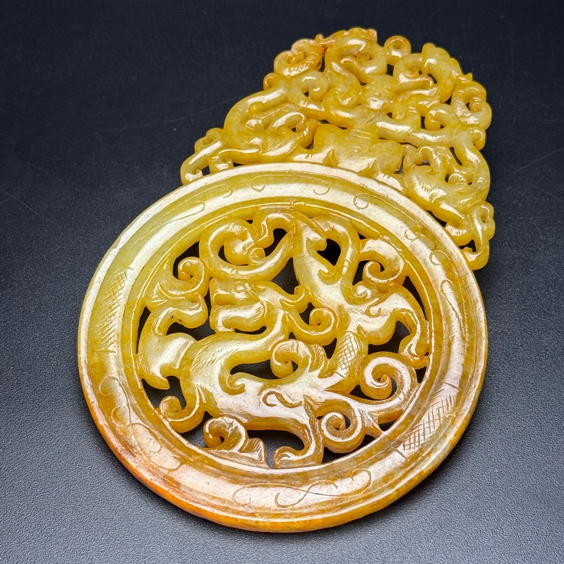 A Exquisite Hotan Jade Dragon Pattern Plaque - 7