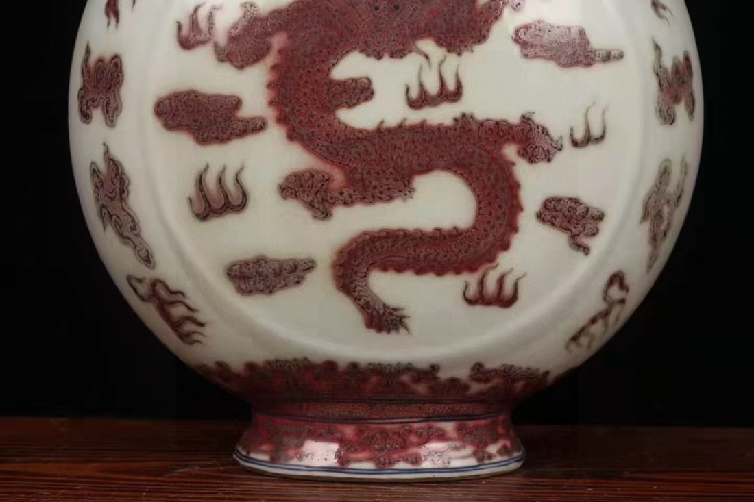 A Exquisite Underglaze-Red Dragon Pattern Vase - 3