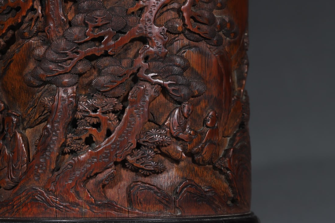A Exquisite Bamboo Figures Pattern Brush Pot - 6