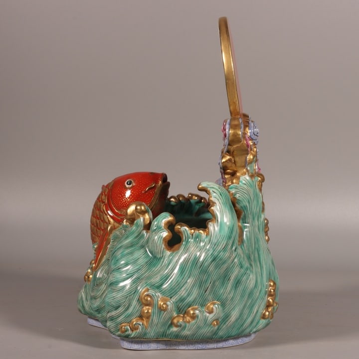 A Exquisite Enamel Fish Pattern Brush Pot - 5