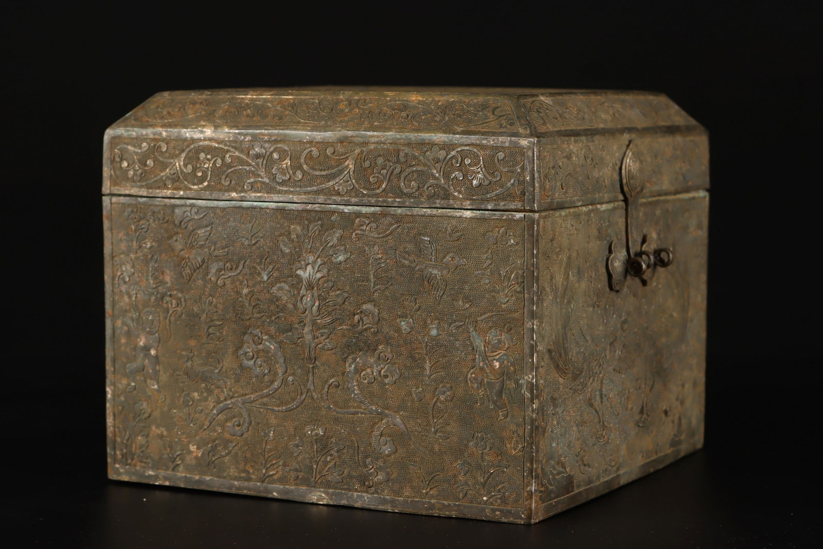 A Exquisite Copper Phoenix Pattern Square Box - 5