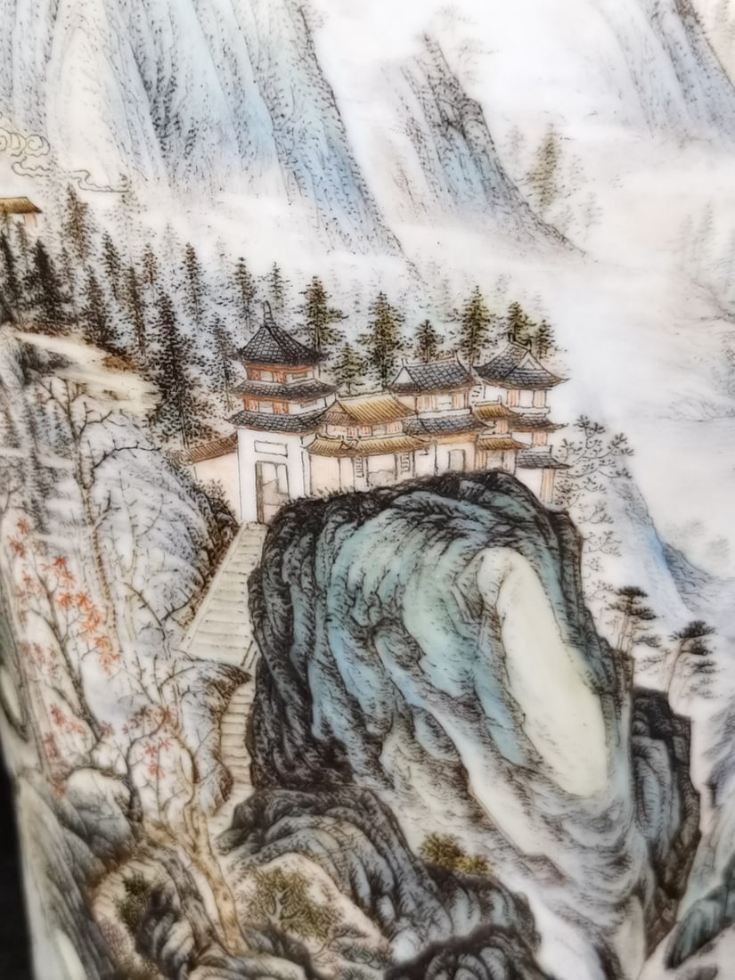 A Exquisite Ink Color Landscape Pattern Vase - 3