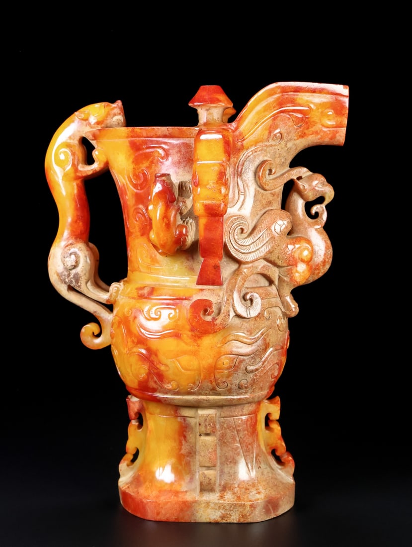 A Exquisite Hotan Jade Phoenix Cup: A Exquisite Hotan Jade Phoenix Cup,Hang Dynasty, China,Size:5.5inx4.3inx7.5in,Weight:1277g 和田玉凤杯,中国汉代
