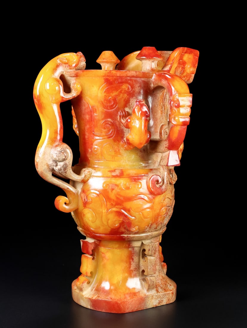 A Exquisite Hotan Jade Phoenix Cup - 4