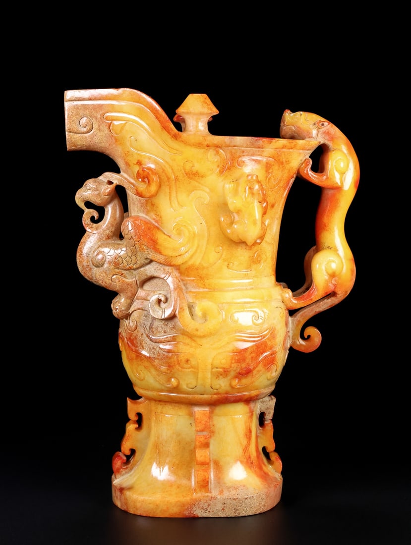 A Exquisite Hotan Jade Phoenix Cup - 7