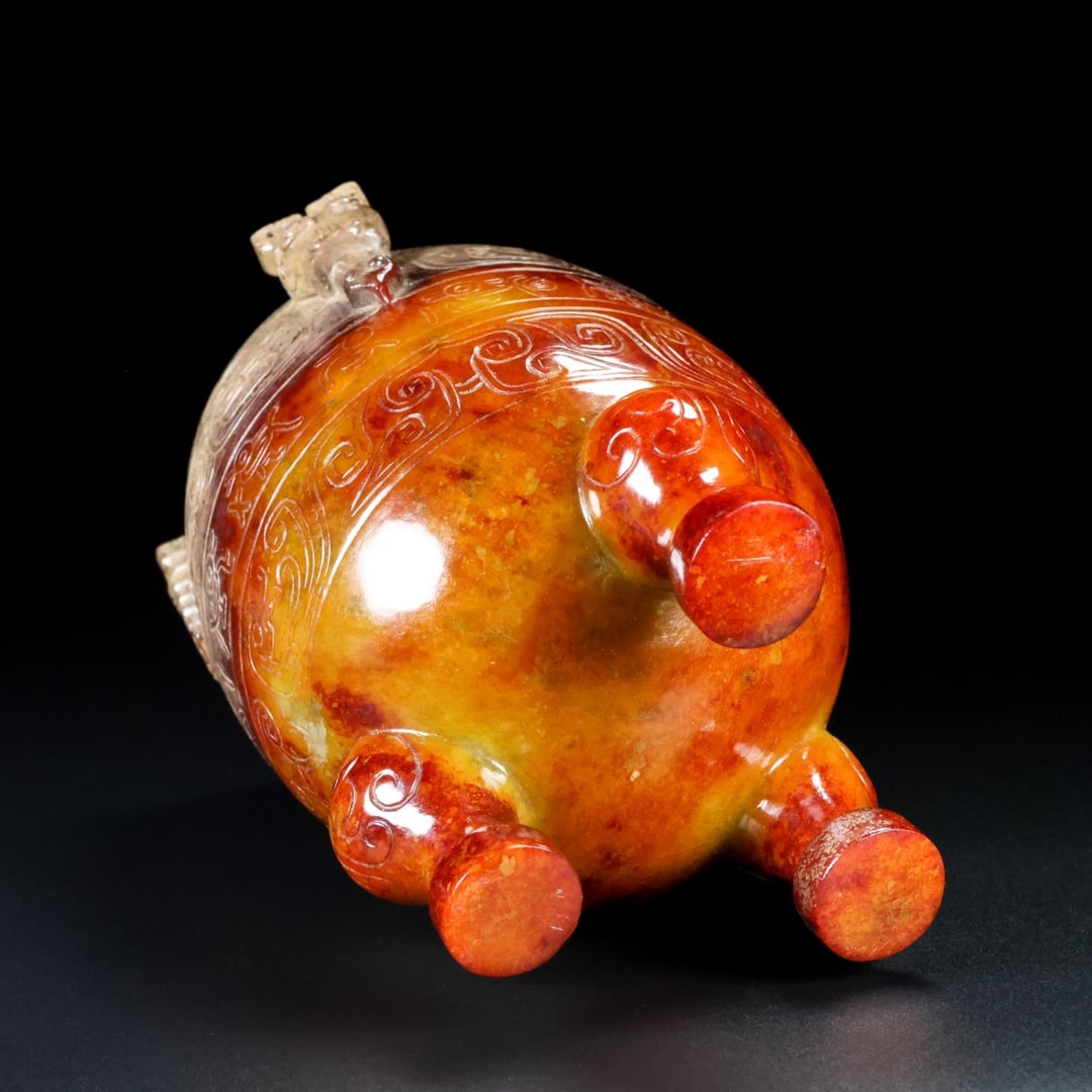 A Exquisite Hotan Jade Beast-Face Pattern Vase - 9