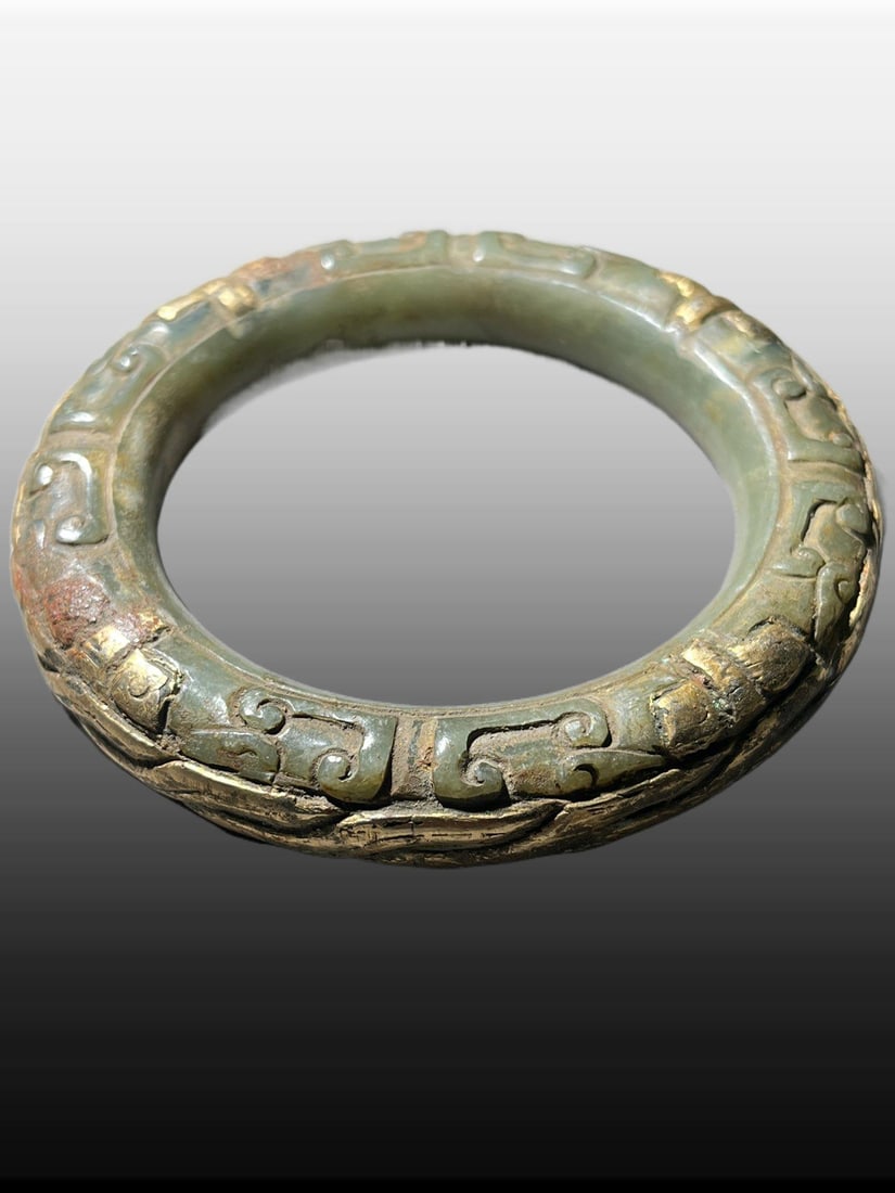 A Exquisite Hetian Jade Gilt Bracelets - 2