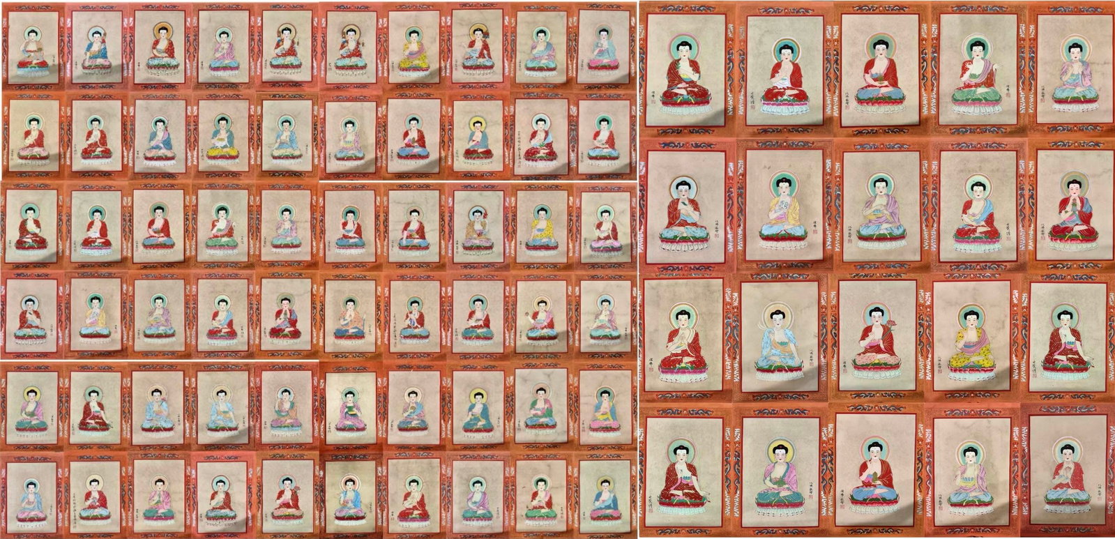 A Set of Chinese Ink Paintings of Buddha Statue on Paper: A Set of Chinese Ink Paintings of Buddha Statue on Paper,Modern Time of China,Qian Huafo,withoutframesize:19.7inx14.2in
