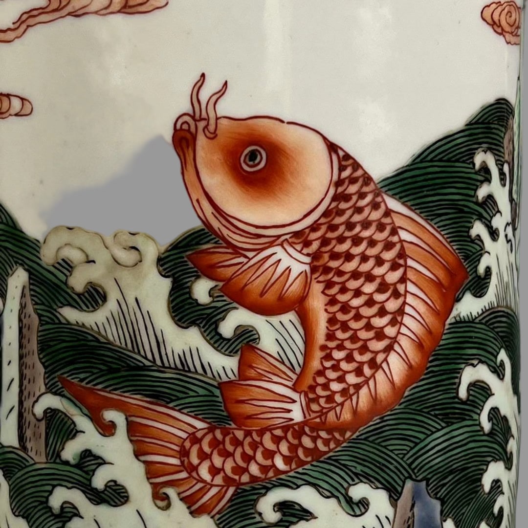 A Exquisite Wucai Dragon Pattern Brush Pot - 7