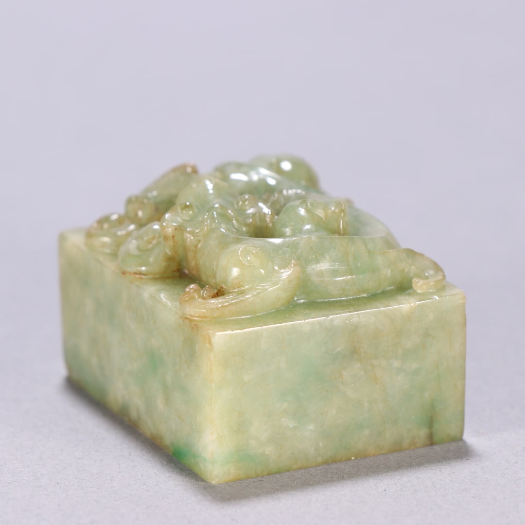 A Exquisite Jadeite Dragon Pattern Seal - 3