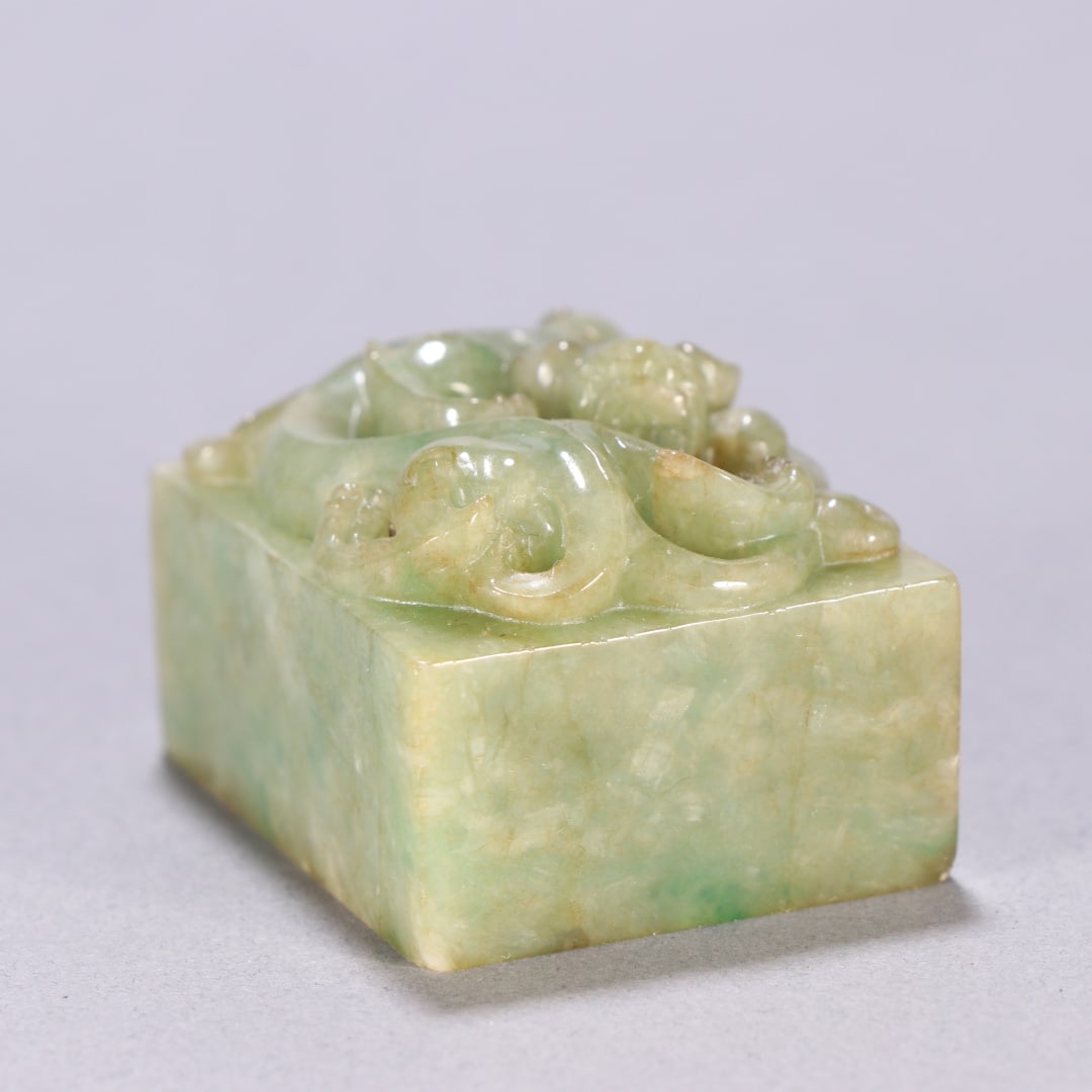 A Exquisite Jadeite Dragon Pattern Seal - 7