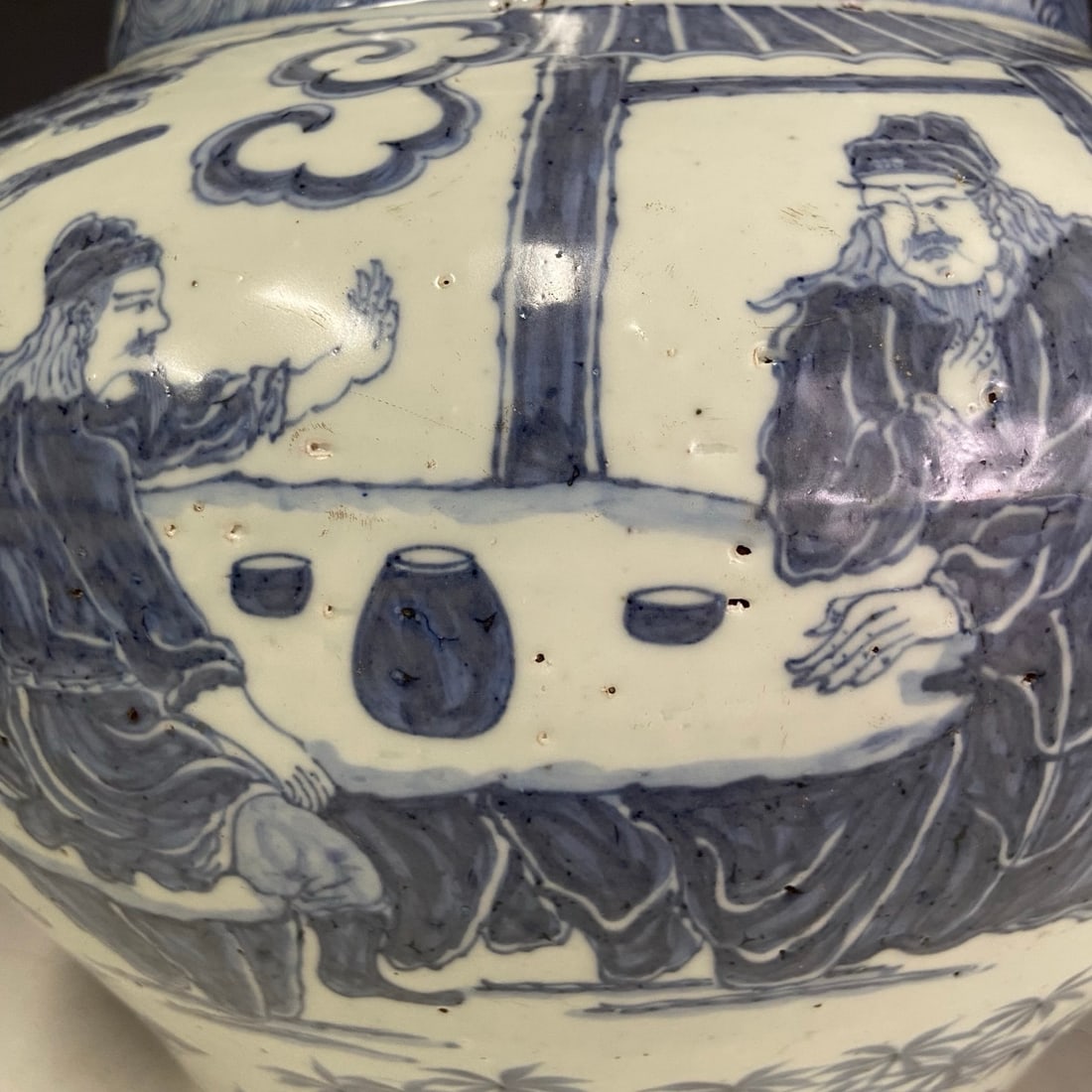 A Exquisite Blue and White Figures Pattern Jar - 4