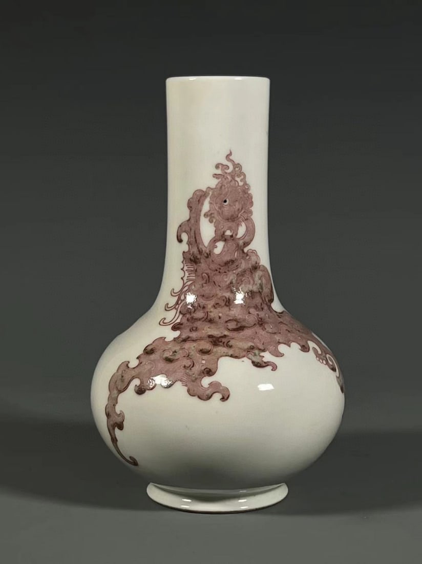 A Exquisite Underglaze-Red Auspicious Beast Pattern Vase - 3
