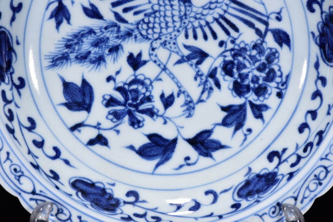 A Exquisite Blue and White Bird pattern Plate - 8