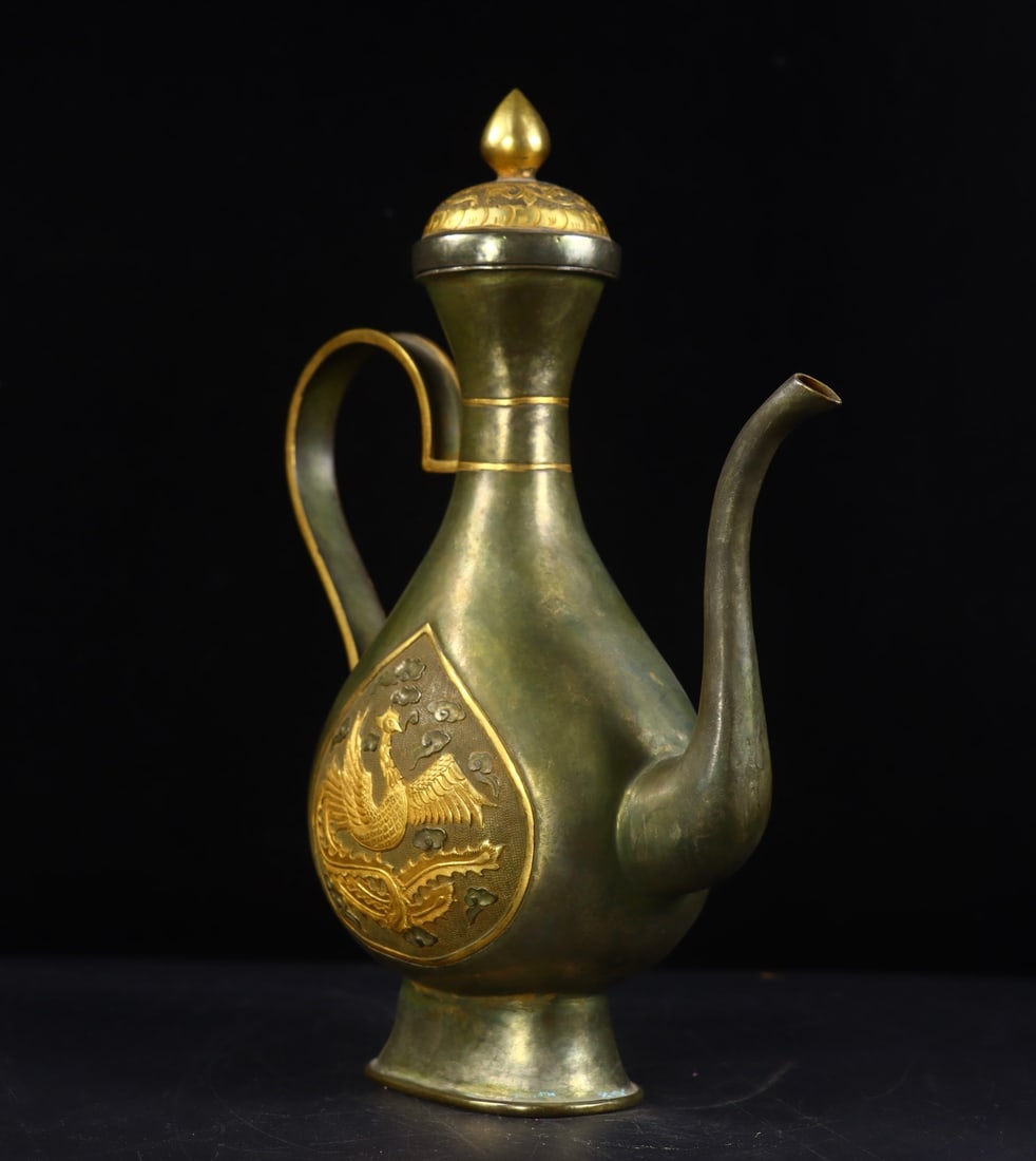 A Exquisite Gilt Bronze Phoenix Pattern Ewer - 2