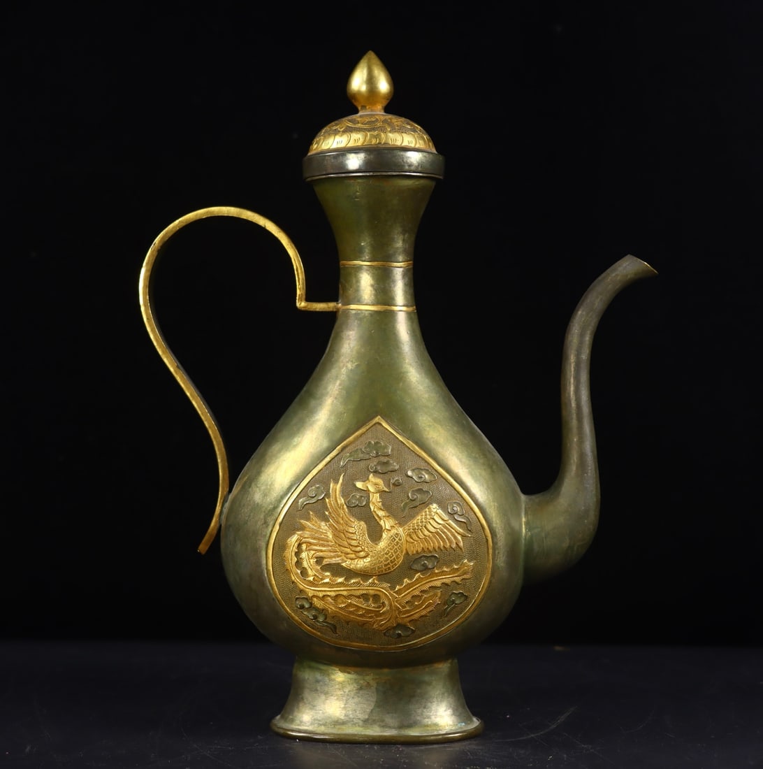 A Exquisite Gilt Bronze Phoenix Pattern Ewer - 3