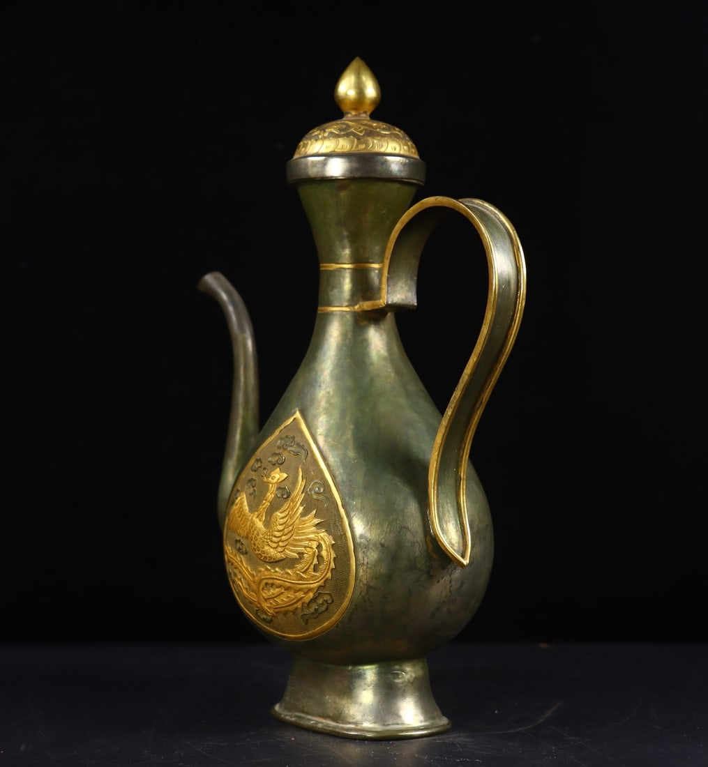 A Exquisite Gilt Bronze Phoenix Pattern Ewer - 6