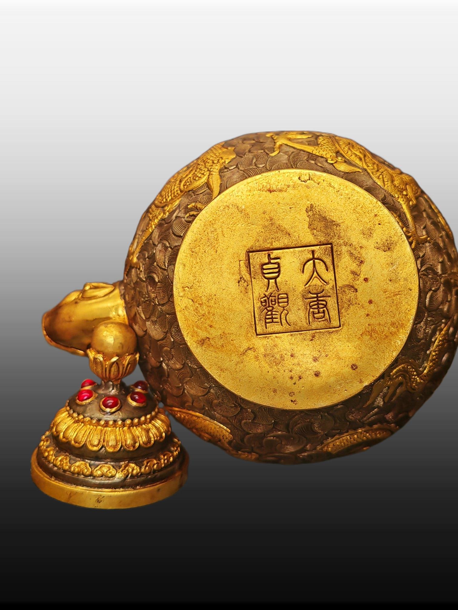 A Exquisite Gilt Bronze Dragon Pattern Ewer - 9