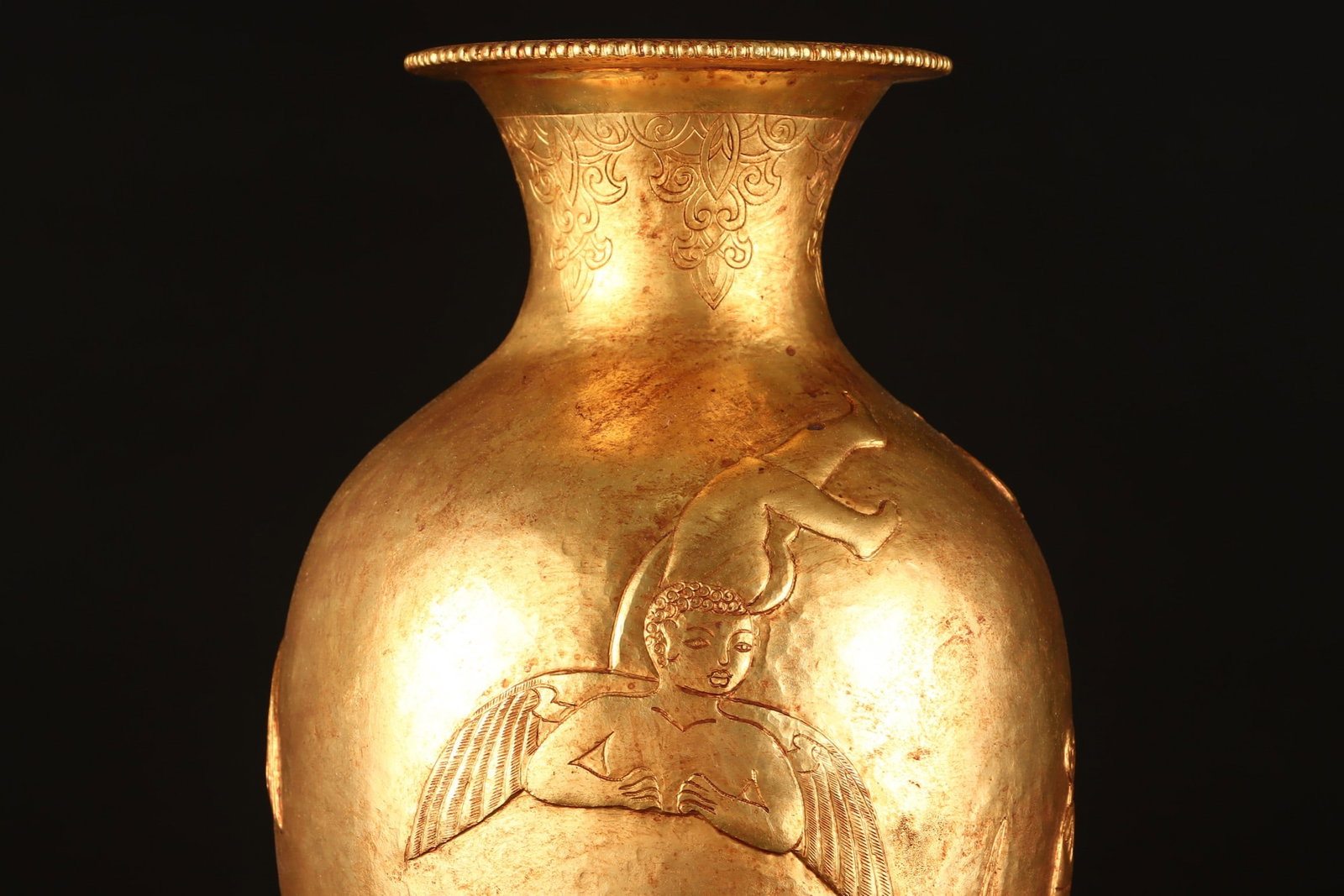 A Exquisite Gilt Bronze Buddha Statue Pattern Vase - 4