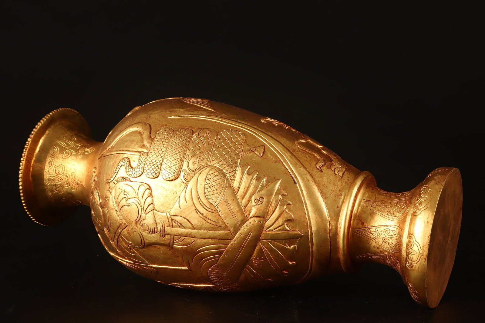 A Exquisite Gilt Bronze Buddha Statue Pattern Vase - 8