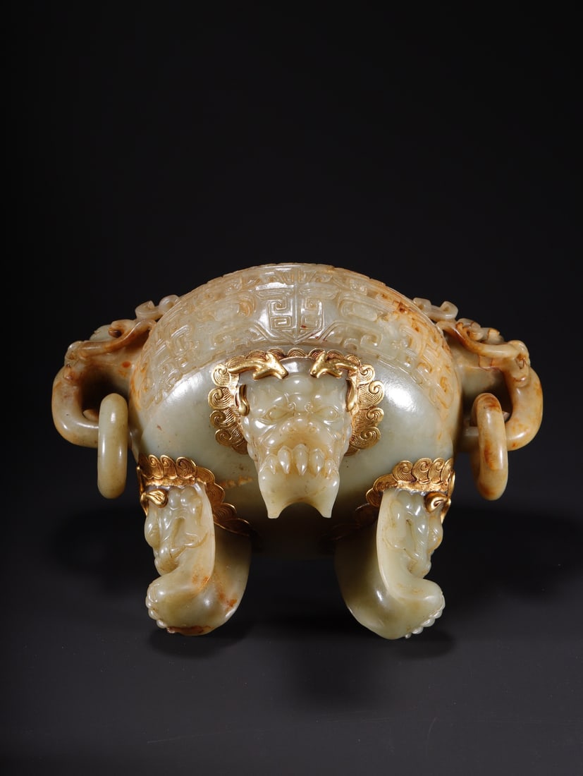 A Exquisite Hotan Jade Dragon Pattern Censer - 6
