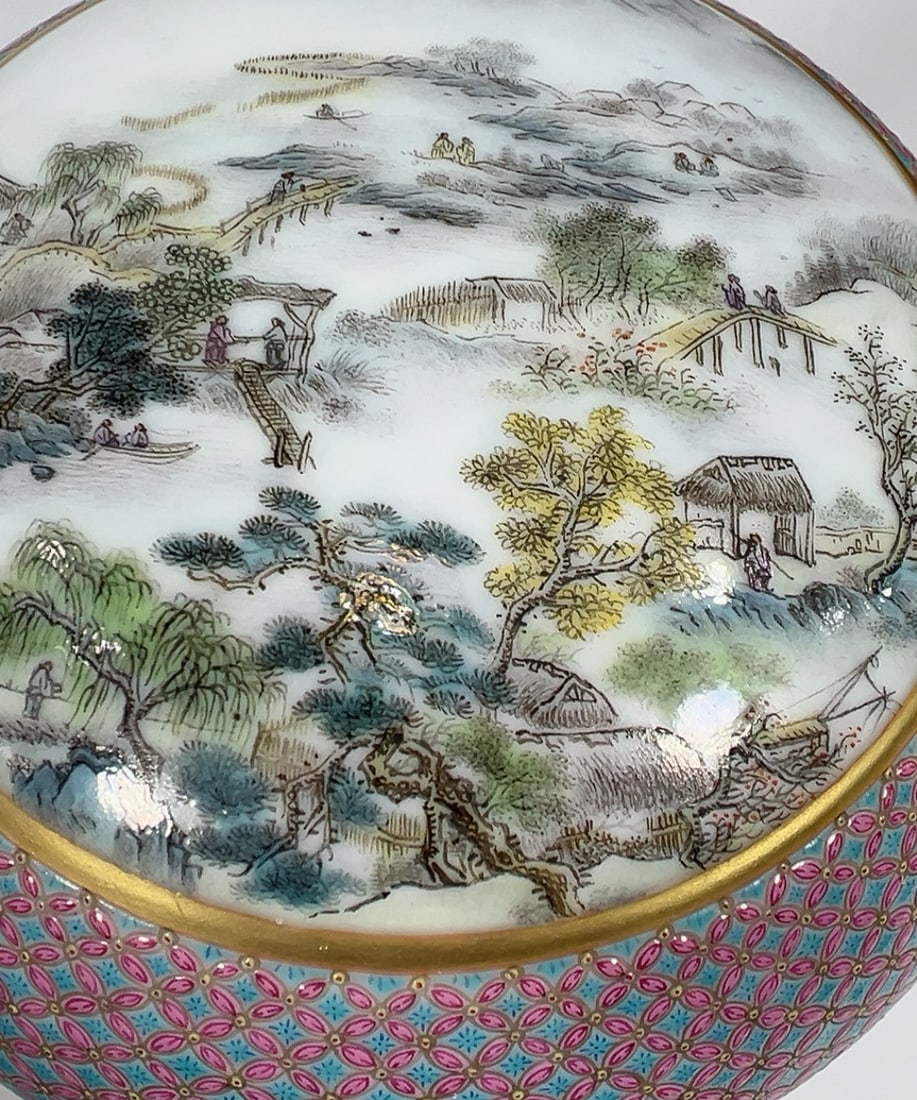 A Exquisite Enamel Landscape Pattern Box - 6