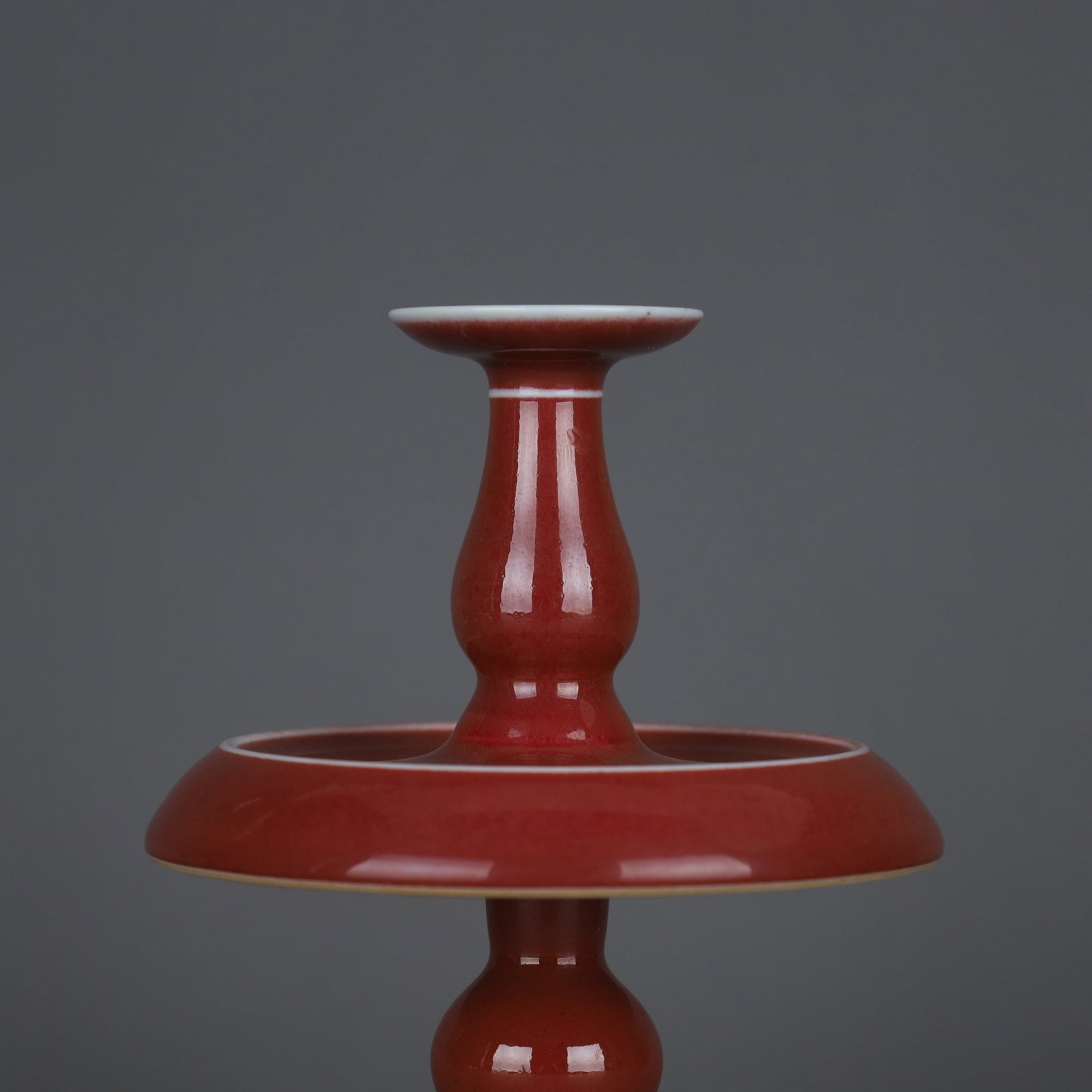 A Exquisite Ji Red Glaze Candlestick - 3
