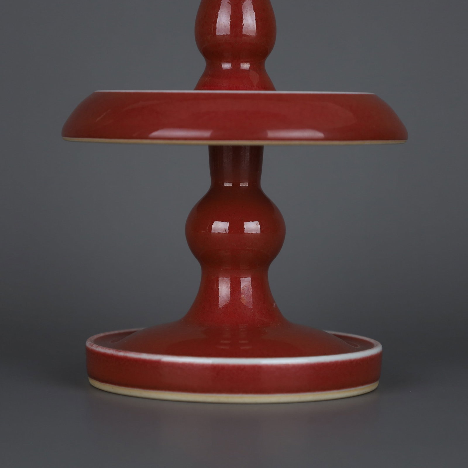 A Exquisite Ji Red Glaze Candlestick - 4