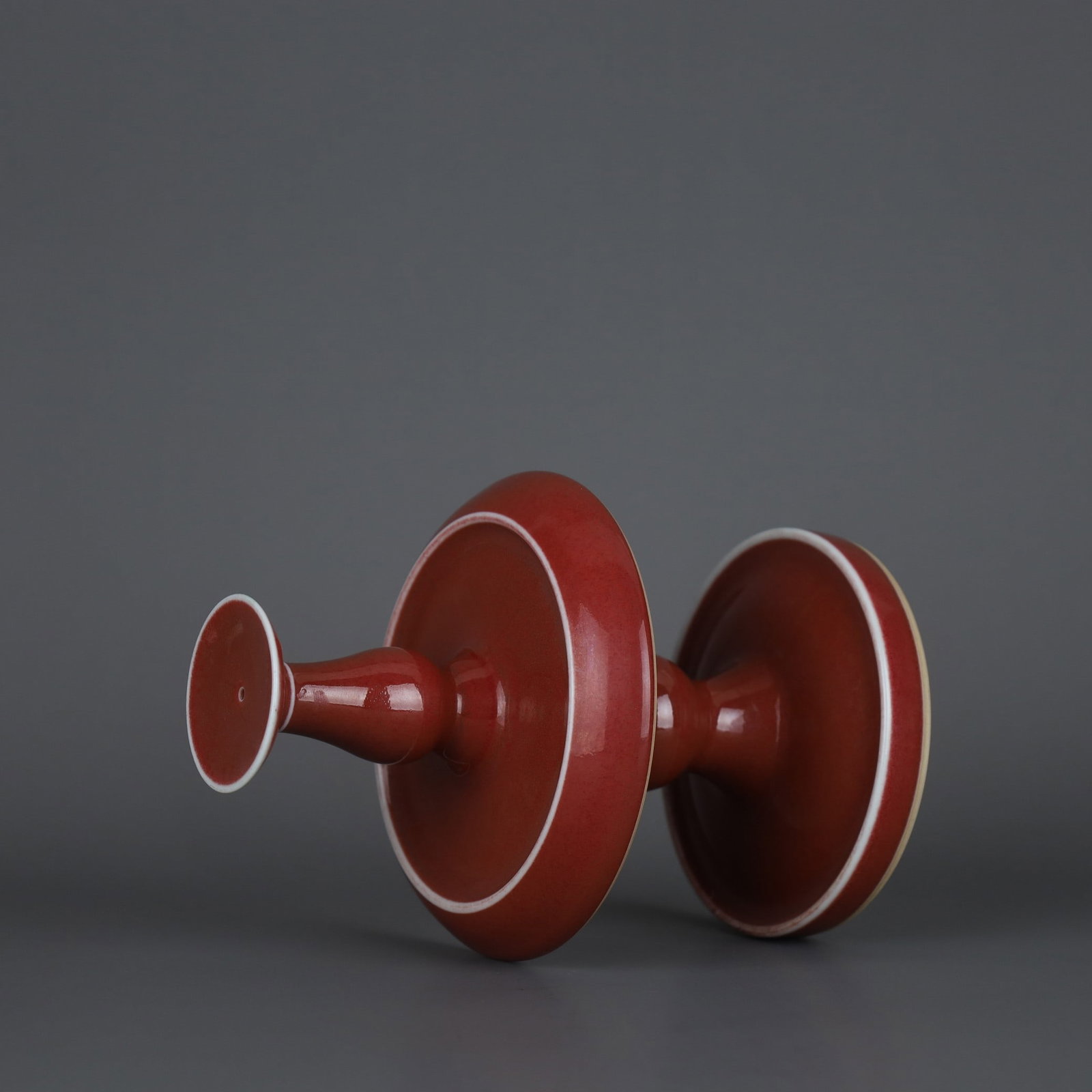 A Exquisite Ji Red Glaze Candlestick - 5
