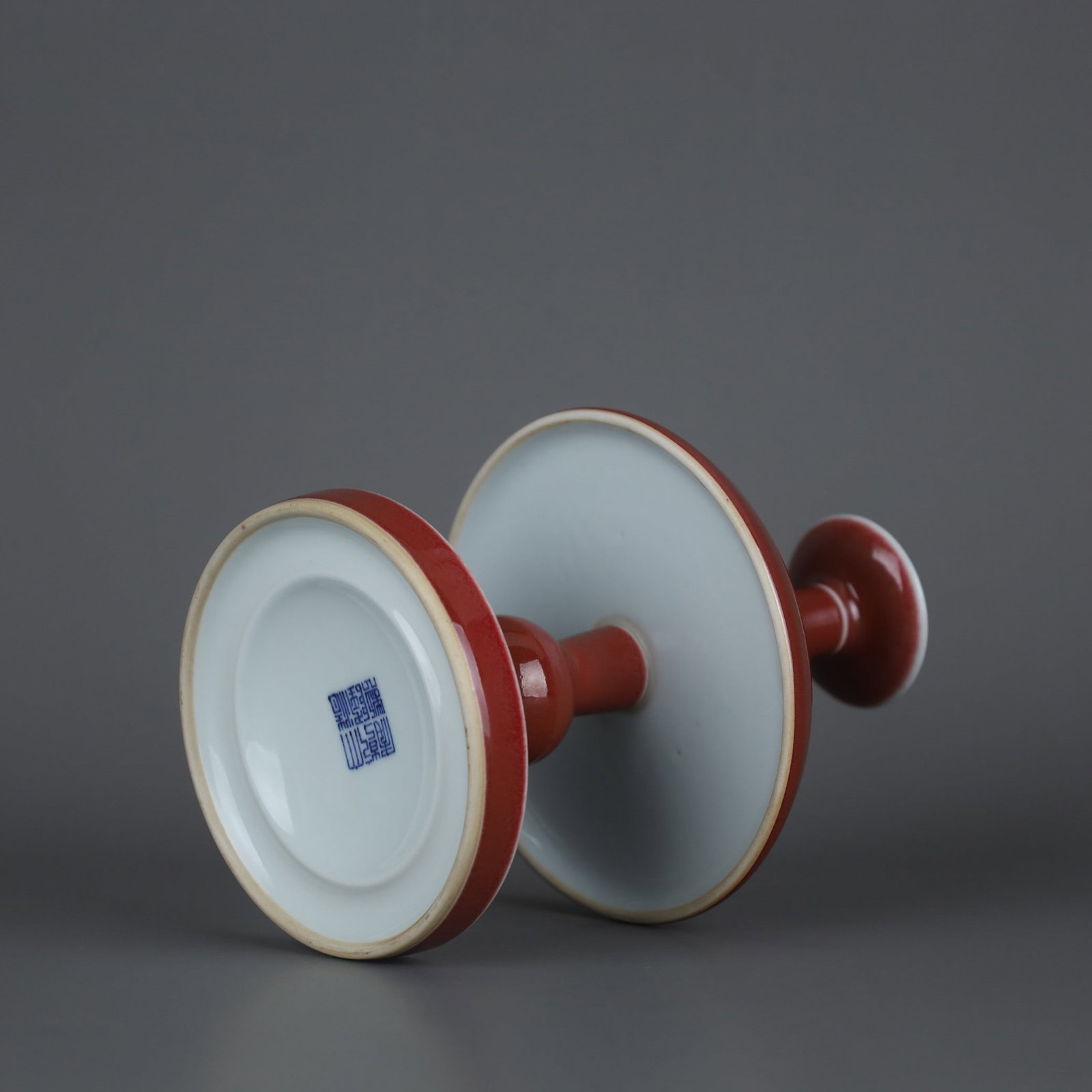 A Exquisite Ji Red Glaze Candlestick - 8