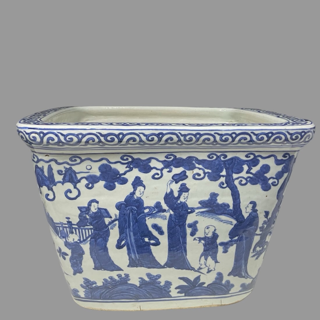 A Exquisite Blue and White Figures Pattern Vat - 2