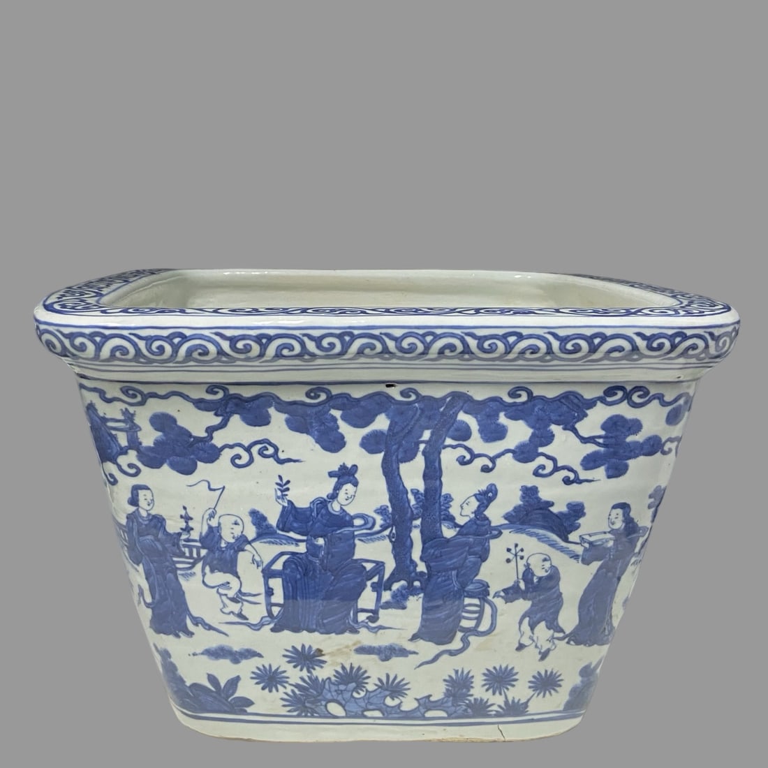 A Exquisite Blue and White Figures Pattern Vat - 4