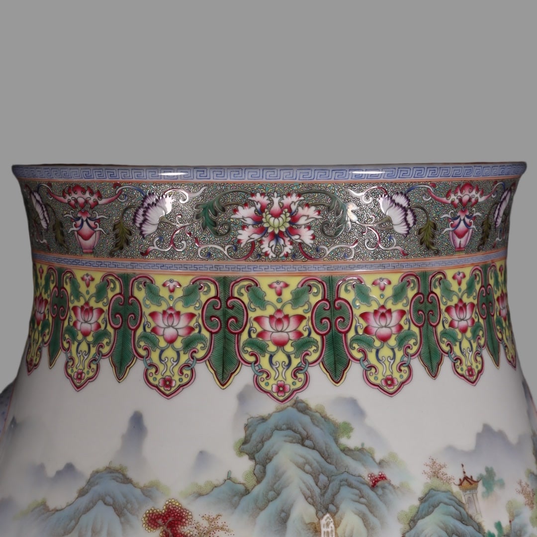 Famille-Rose Landscape Pattern Vase - 2
