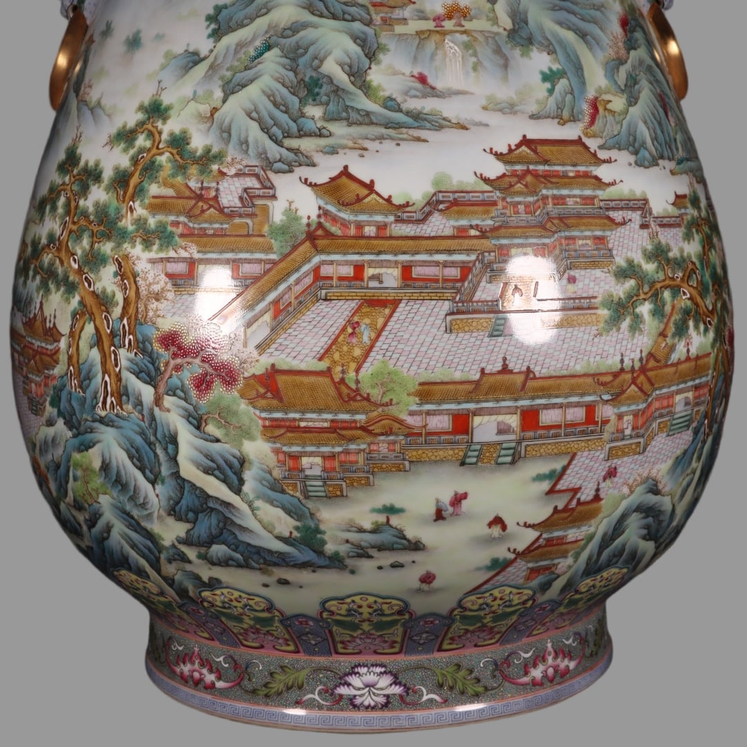 Famille-Rose Landscape Pattern Vase - 3