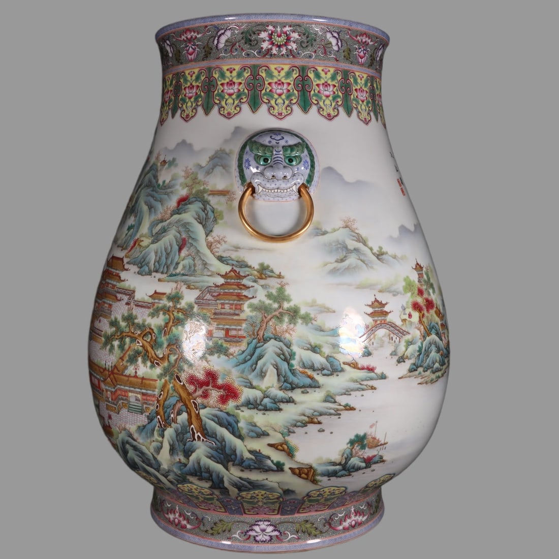 Famille-Rose Landscape Pattern Vase - 4