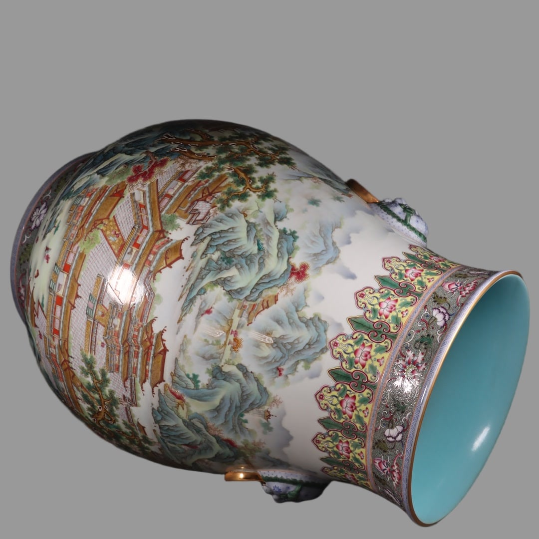 Famille-Rose Landscape Pattern Vase - 8