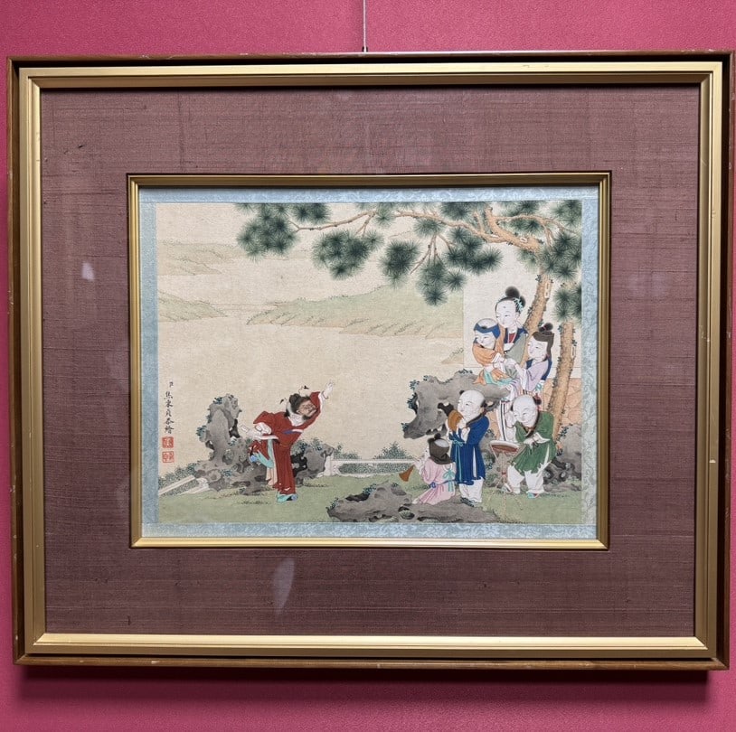 A Chinese Ink Figure Painting on Paper: A Chinese Ink Figure Painting on Paper,Qing Dynasty, China,Jiao Bingzhen,without frame size:14.6inx10.6in
