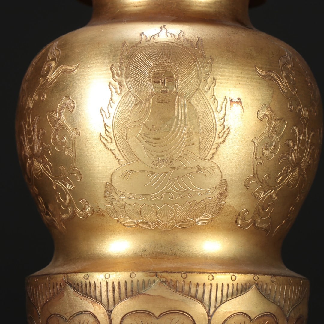 A Exquisite Gilt Bronze Buddha Pattern Jar - 6
