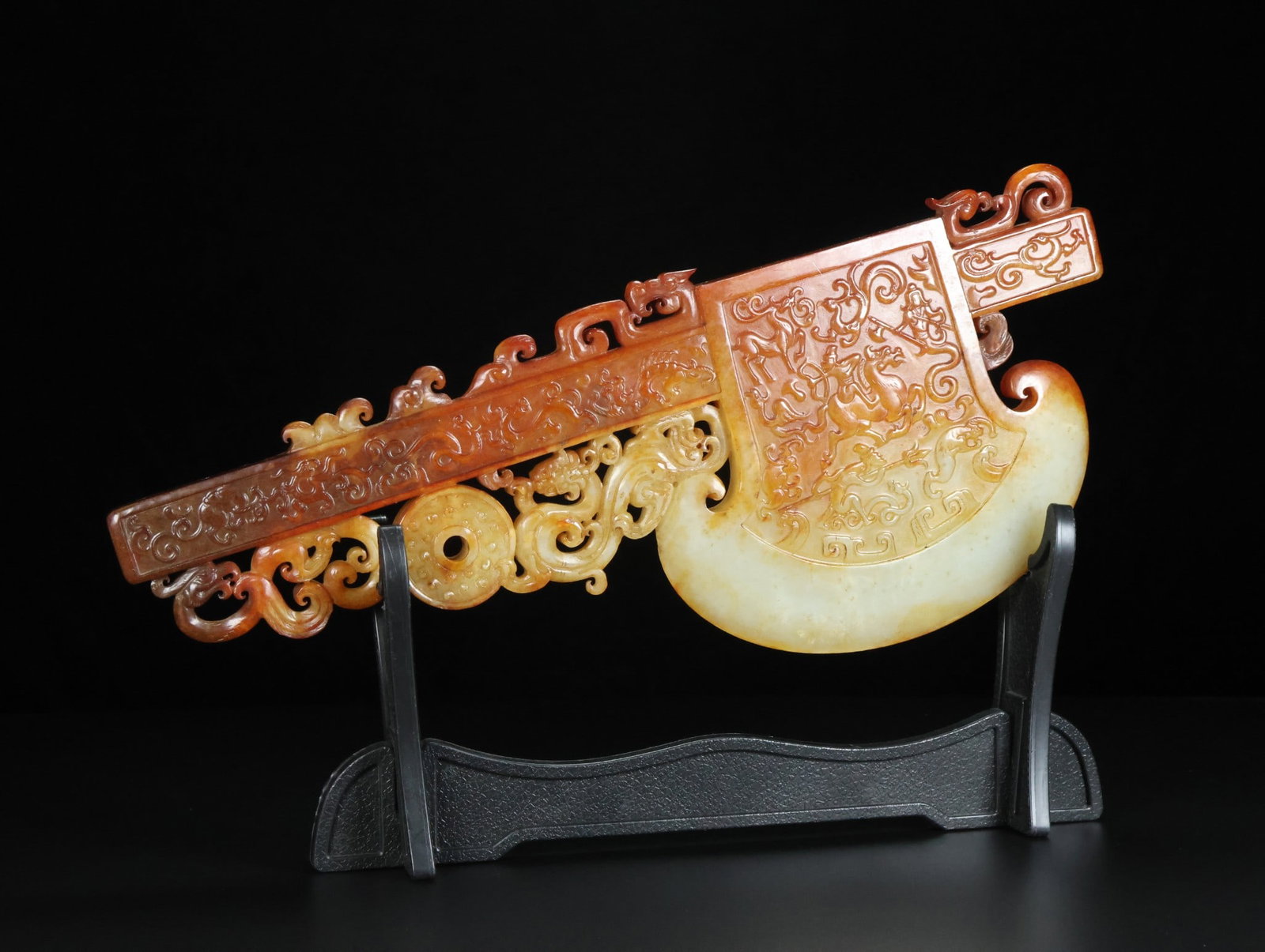A Exquisite Hotan Jade Dragon and Phoenix Pattern Hatchet (1 of 9)
