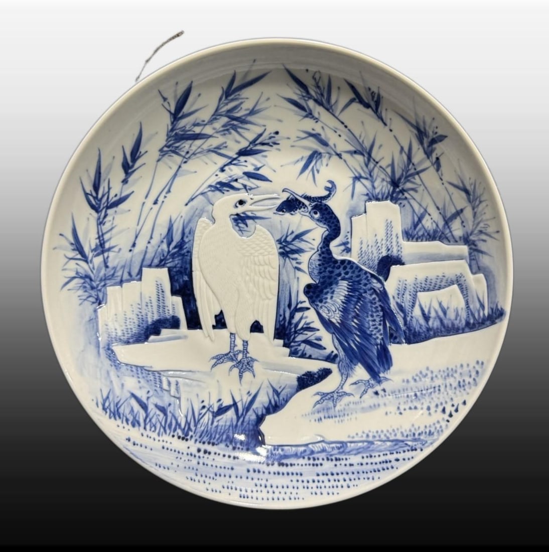 A Exquisite Blue and White Flower and Bird Pattern Plate: A Exquisite Blue and White Flower and Bird Pattern Plate,Republic of China,Size:8.9inx8.9in 青花花鸟纹盘,民国