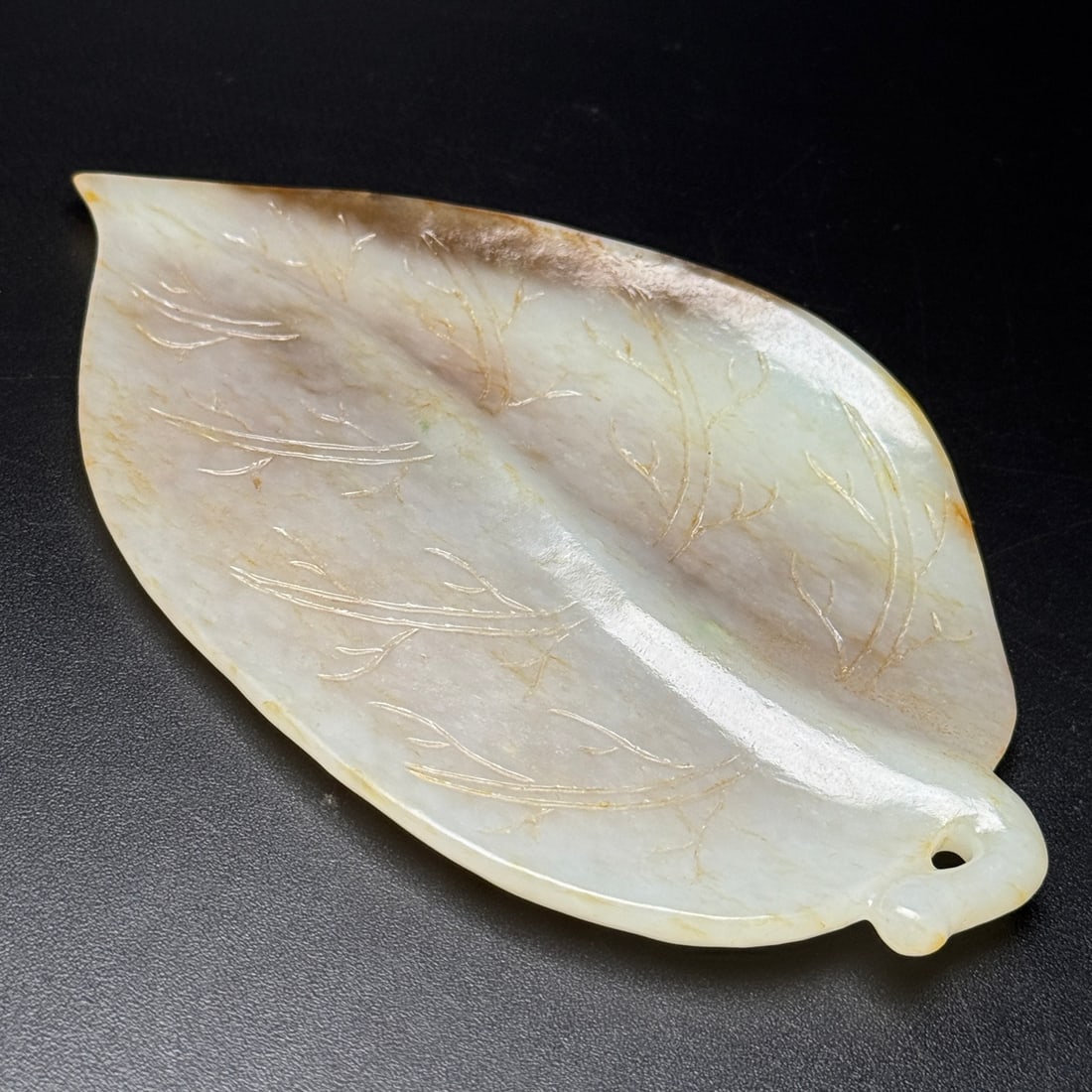 A Exquisite Hotan Jade Leaf Plaque - 3