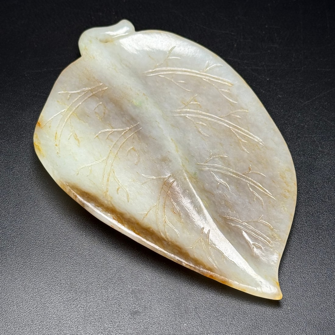 A Exquisite Hotan Jade Leaf Plaque - 6