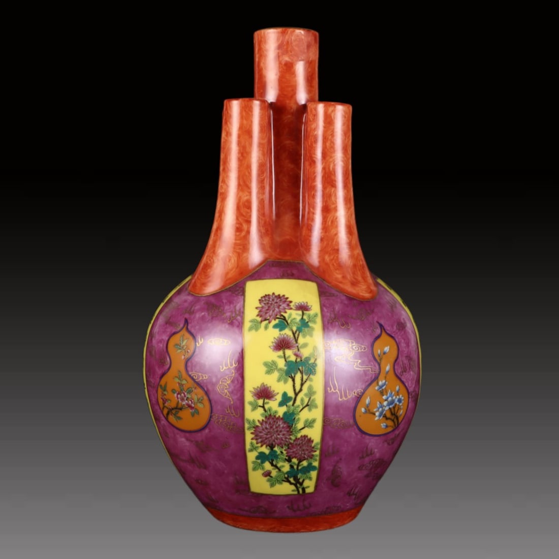 A Exquisite Ruby Red-Glazed Flower Pattern Vase: A Exquisite Ruby Red-Glazed Flower Pattern Vase,Qing Dynasty, China,Yongzheng Four-character Mark,Size:13.3inx7.5in 胭脂红花卉纹瓶,中国清