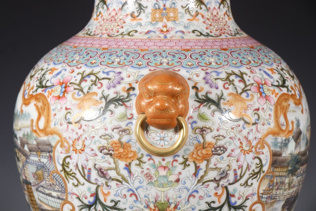 A Exquisite Enamel Landscape Pattern Vase - 5
